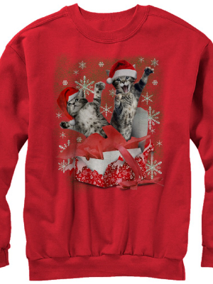 Men's Lost Gods Ugly Christmas Gift Surprise Kitten Sweatshirt