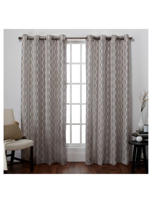 Baroque Textured Room Darkening Linen Window Curtain Panels - Exclusive Home®