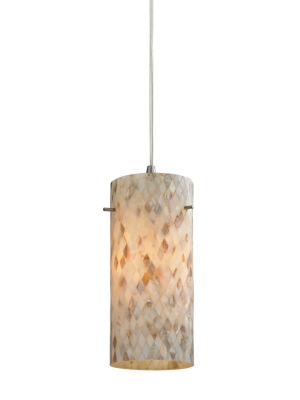 Capri 1-light 10 X 5 X 5 Mini Pendant In Satin Nickel With Capiz Shell Glass