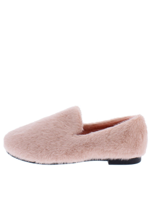 Laid Back Mauve Faux Fur Loafer Flat