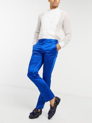 Twisted Tailor Skinny Tuxedo Pants In Cobalt Blue