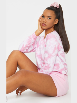 Pink Tie Dye Cropped Sweatshirt