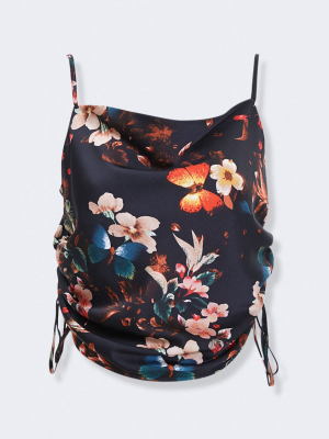 Butterfly Print Cowl Neck Cami