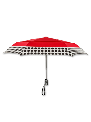 Shedrain Auto Open/close Air Vent Compact Umbrella - Red Polka Dot