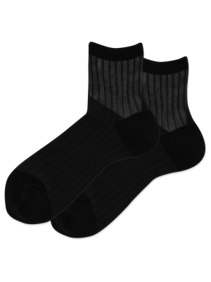 Women's Cotton Sheer Ribbed Anklet Socks