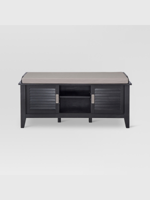 Storage Entryway Bench With Slatted Doors Black - Threshold™