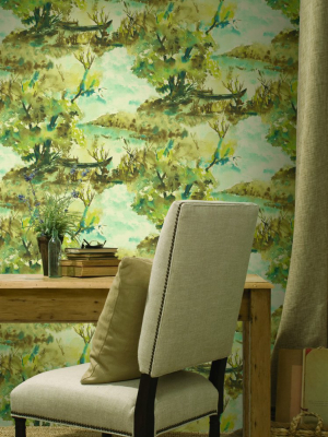 Attersee Wallpaper In Neutrals And Yellow From The Lugano Collection By Seabrook Wallcoverings