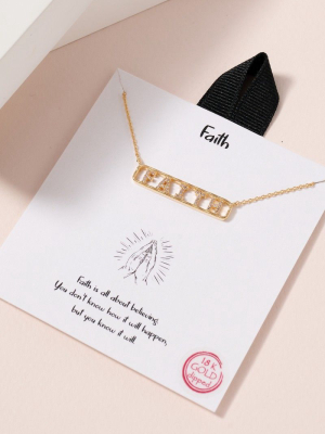 Faith Bar Pendant Cz Necklace