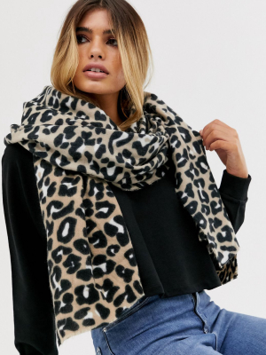 Asos Design Leopard Print Long Scarf