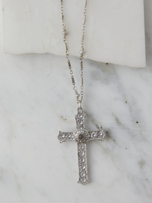 Vintage Stanhope Mia Cross Necklace With Lords Prayer, Silver