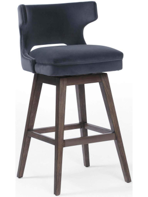 Task Swivel Bar Stool, Modern Velvet Shadow