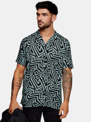 Teal Maze Tile Revere Shirt