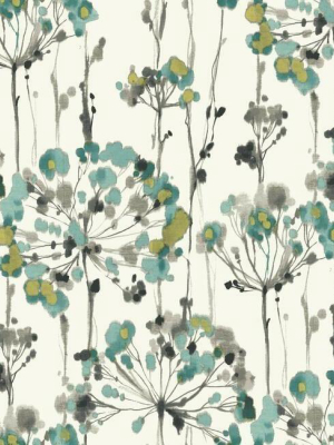 Flourish Peel & Stick Wallpaper In Turquoise By York Wallcoverings