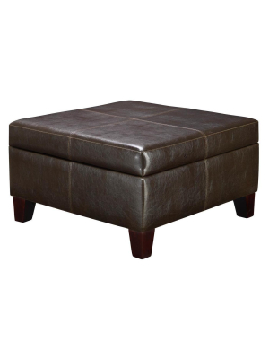 Bert Square Faux Leather Storage Ottoman Black - Dorel Living