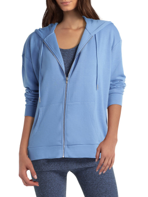 H Halston Studio Long Sleeve Zip Front Hoodie