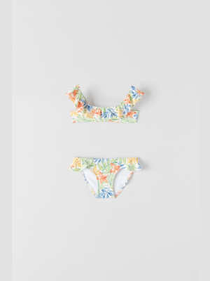 Ruffled Floral Bikini