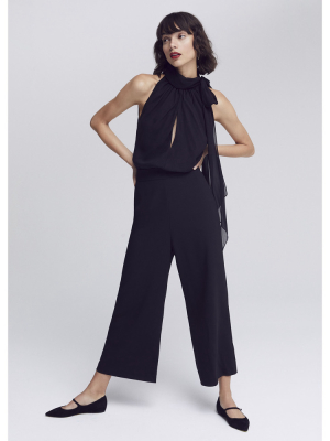 Hallsy Tie-neck Halter Jumpsuit