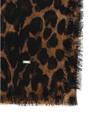 Saint Laurent Leopard Print Scarf