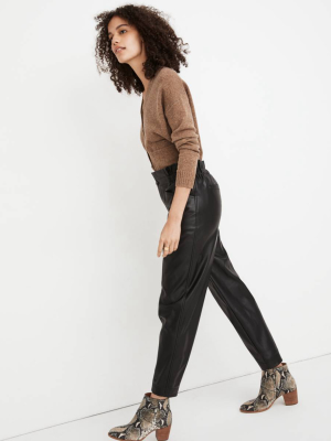 Vegan Leather Pull-on Paperbag Pants