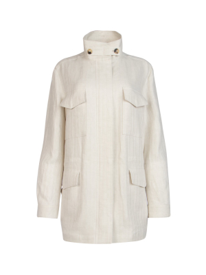 Loro Piana Herringbone High Neck Jacket