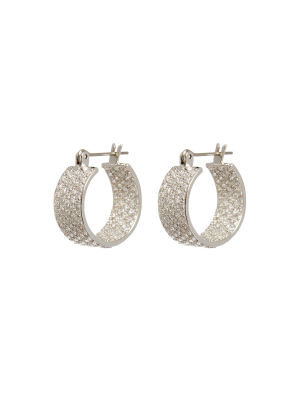 The Pave Positano Hoops - Silver