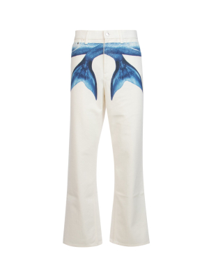 Burberry Graphic Printed Wide-leg Jeans