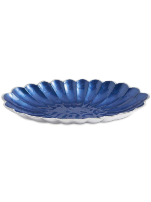 Julia Knight Peony 16" Oval Bowl In Sapphire