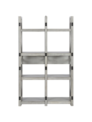 60" Hathaway Bookshelf/room Divider Rustic White - Room & Joy