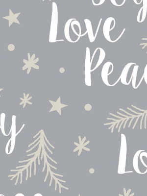 55"x70" Peace Love Joy Plush Throw Blanket Gray - Better Living