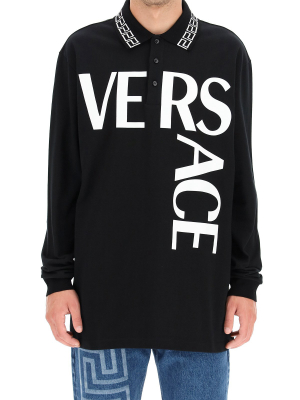 Versace Greca Logo Print Polo Shirt