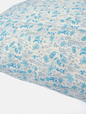 Linen Standard Pillowcase, Blue Flowers