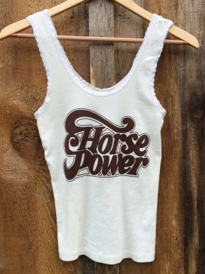 Horse Power Lace Tank White/brown