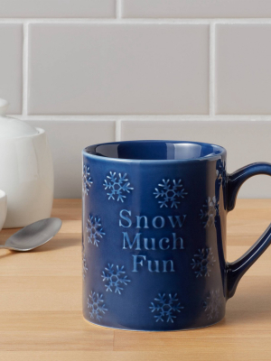 16oz Stoneware Snow Much Fun Christmas Mug Blue - Threshold™