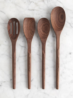 Williams Sonoma Walnut Wood Spoons, Set Of 4