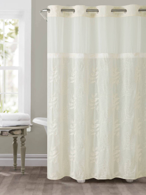 Palm Leaves Shower Curtain With Liner - Hookless