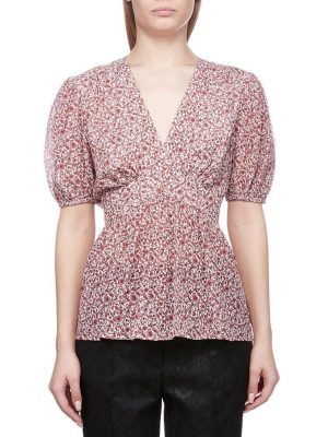 Tory Burch Floral Print Tie Waist Blouse