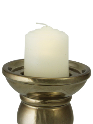 Northlight 4" Shiny Ceramic Candle Holder - Gold