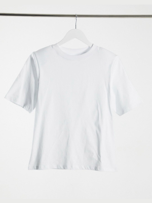 Asos Design T-shirt With Padded Shoulders In White