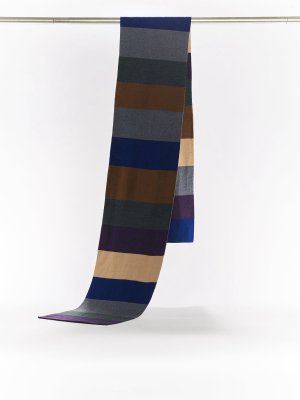 Extra Fine Striped Merino Wool Scarves - Col. One