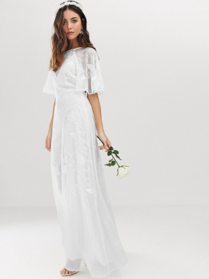 Asos Edition Mia Embroidered Flutter Sleeve Wedding Dress