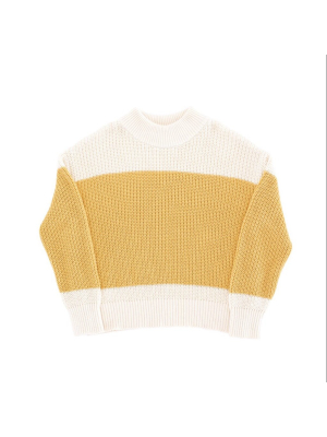 Tiny Cottons Color Block Knit Sweater - Beige/sand