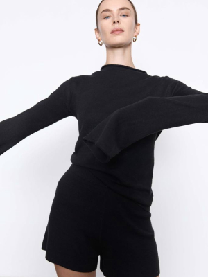 Mies Mock Neck Top - Black