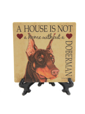 Animal 4.0" Doberman Cork Back Coaster Easel Sjt Enterprises - Coasters