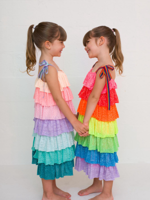 Kids Rainbow Tiered Dress