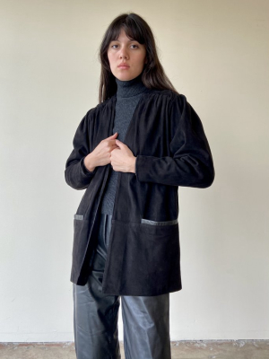 Suede + Leather Open Coat