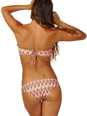 California Hipster Full Bikini Bottom - Radio Pink Waves Print