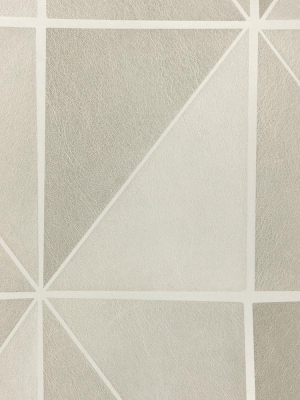 Leather Geometric Wallpaper In Beige And Grey From The Precious Elements Collection By Burke Decor