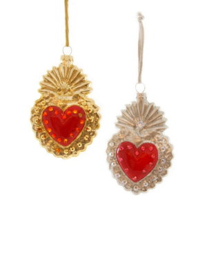 Heart Milagro - Set Of 2 Ornaments