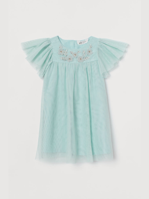 Embroidered Tulle Dress