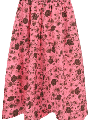 Ganni Floral Printed Wavy Midi Skirt